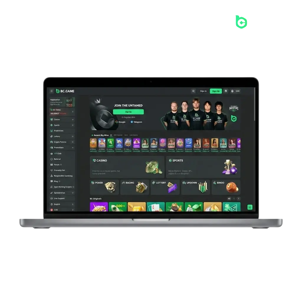 BC Game Canada online casino and sports betting platform with 8000+ games, crypto payments, and 1080% welcome bonus